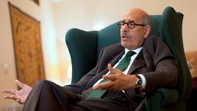 In this December 2011 file photo, pro-reform leader and Nobel peace laureate Mohamed ElBaradei speaks during an interview with The Associated Press in his home in Giza, on the outskirts of Cairo.