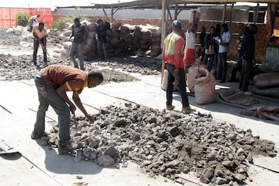 Workers at a copper-cobalt mine in the Democratic Republic of Congo. Reuters