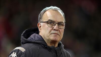 Leeds manager Marcelo Bielsa looks concerned during the 2-0 defeat at Nottingham Forest on February 8. Getty