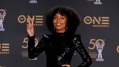 Yara Shahidi in her post-award look. Photo: Reuters