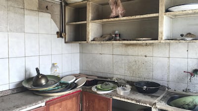 The kitchen in an abandoned building in Mussaffah Industrial area. Antonie Robertson / The National