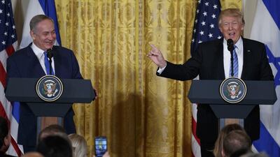 US president Donald Trump with Israeli prime minister Benjamin Netanyahu. Evan Vucci / AP