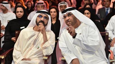 Sheikh Mohammed bin Rashid, Vice President and Ruler of Dubai, with Dr Sultan Al Jaber, chairman of Masdar.