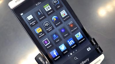 The new Porsche design P9982 Blackberry starts selling at Dh,8600. Charles Crowell for The National