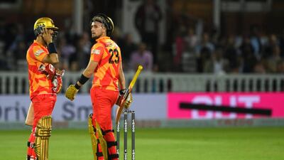 Phoenix batsman Liam Livingstone reacts after being run out during The Hundred final. Getty