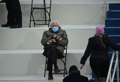 Bernie Sanders went viral after appearing melancholy and wearing jazzy mittens while watching his political rival Joe Biden be sworn in as the 46th US President in January 2021. AFP