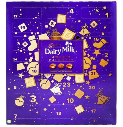 A classic Dairy Milk chocolate advent calendar courtesy of the British chocolatiers. Photo: Cadbury