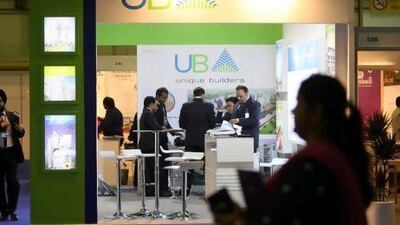 Indian property developers gather at last year's Indian Property Show at the Airport Expo, Dubai. Sammy Dallal / The National