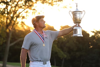Bryson DeChambeau after winning the 2020 US Open at Winged Foot. EPA