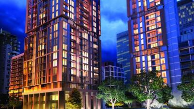 The residential towers set to be 41 and 35 storeys high. Courtesy Galliard