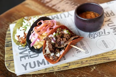 Tacos at Soul Street restaurant, Five Jumeirah Village, Dubai. Antonie Robertson / The National