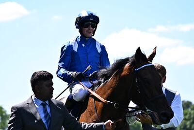 Jockey Jim Crowley riding Baaeed celebrates after winning the Queen Anne Stakes on the first day of Royal Ascot. AFP