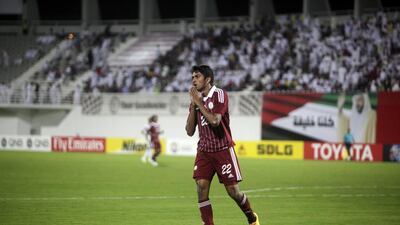 Al Wahda's Amer Omar reacts to a missed goal scoring opportunity. Christopher Pike / The National