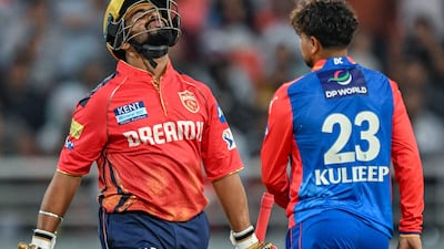 Punjab Kings' Prabhsimran Singh after he was caught by Delhi Capitals' David Warner off Kuldeep Yadav after making 26. AFP