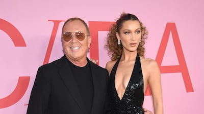 Michael Kors and Bella Hadid arrive for the 2019 CFDA fashion awards at the Brooklyn Museum in New York City on June 3, 2019. AP