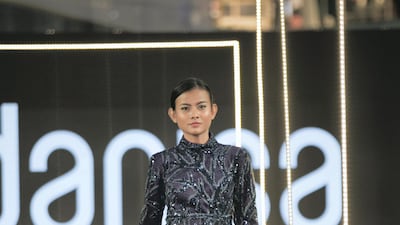 A look from the Rasit Bagzibagli x Modanisa collection at Jakarta Modest Fashion Week