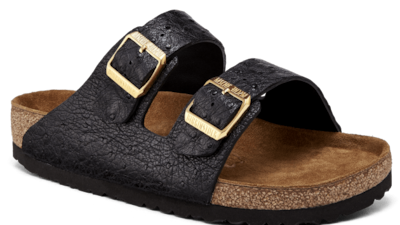 An original Hermes Birkin Ostrich 35 bag, worth $24,000 was repurposed to make this pair of 'Birkinstock' shoes. Courtesy MSCHF