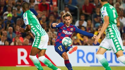 Barcelona forward Antoine Griezmann was twice on target in a 5-2 rout, his first goals for his new club at Camp Nou. EPA