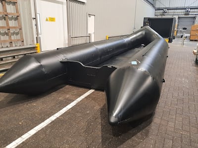 A boat destined for people smugglers to use was among those seized at the port of Felixstowe in the UK in July. Photo: National Crime Agency