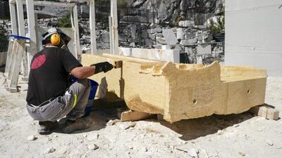 The remains of the Arch of Triumph, dating back to the era of Roman Emperor Severus in the third century, currently lie on the ground, leaving only the two columns that once sustained the central crown still standing.. Marco Secchi / Getty Images