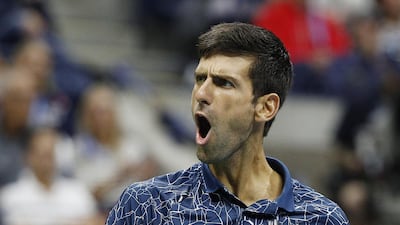 Novak Djokovic of Serbia reacts as he plays Juan Martin del Potro of Argentina. EPA