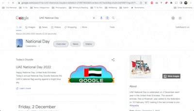 Fireworks shoot across the homepage. Photo: Google