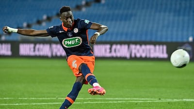 Montpellier's French defender Junior Sambia misses his penalty. AFP