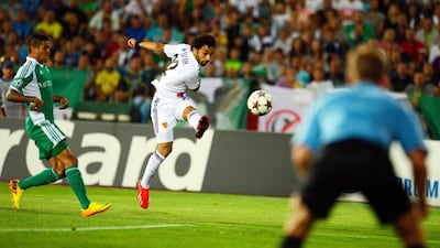 Mohamed Salah, centre, has been a force for Basel and is touted to be the future of Egyptian football by Bob Bradley, the the national coach. Vassil Donev / EPA