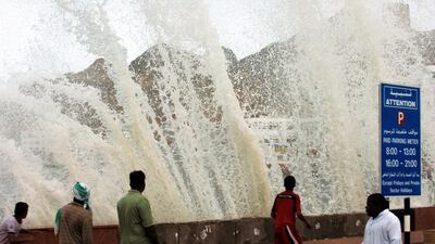 Cyclone Gonu, packing huge winds of up to 260kph, advanced towards Oman in 2007, posing a potential threat to the key route for oil exports. Mohammed Mahjoub / AFP
