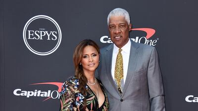 Julius Erving, right, and Dorys Madden arrive at the Espy Awards on Wednesday, July 10, 2019, at the Microsoft Theatre in Los Angeles. AP