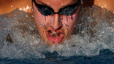 Ian Platts-Mills competes in the men's 400 metre IM B-final of the USA Pro Swimming Series in Sacramento, California. AFP