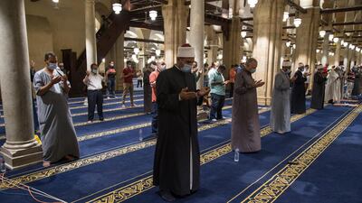 Muslims in Egypt pray inside Al Azhar mosque in Egypt. EPA