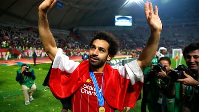 Mohamed Salah celebrates after Liverpool's victory in the Fifa Club World Cup. Getty