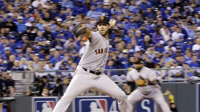 San Francisco Giants pitcher Madison Bumgarner won Game 1 of the World Series for the San Francisco Giants on Tuesday night in Kansas City. David J Phillips / AP / October 21, 2014