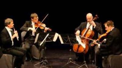 Ullrich Puhn, Helmut Simon, Conrelius Schmaderer and Joachim Schwarz from the Dejean Quartet perform at Dubai Community Theatre and Arts Centre at the Mall of the Emirates.