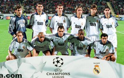 Guti, third right, next to Santiago Solari, second right, during a Uefa Champions League game for Real Madrid in 2000. Getty Images