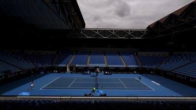 Empty stands at Melbourne Park during Elina Svitolinas' win over Yulia Putintseva of Kazakhstan. EPA