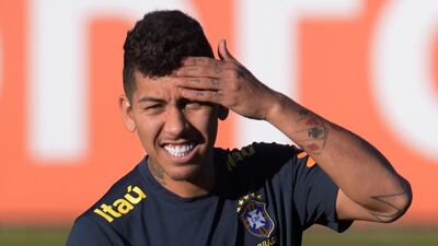 Brazil striker Roberto Firmino during training. Reuters