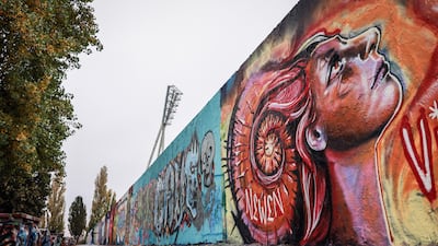 Remnants of the former Berlin Wall are covered with graffiti at the Mauerpark (Wall Park) in Berlin, Germany. EPA
