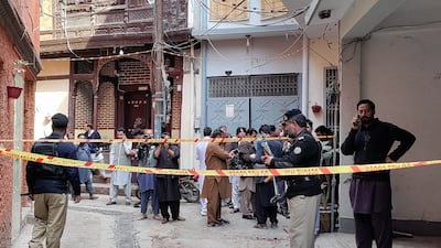 Police cordon off the area leading to the Shiite mosque in the Kocha Risaldar area of the city. AFP