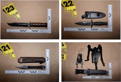 Weapons carried by Cole Tomas Allen, according to the DOJ. Reuters