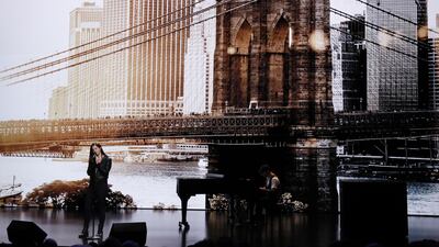 US singer Lana Del Ray and pianist Jack Antonoff perform during the event. EPA