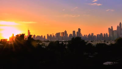 Dubai Marina at sunset.
