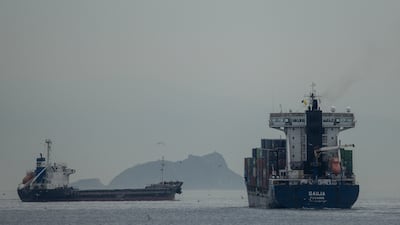 A container ship exits the Bosphorus Strait to the Marmara Sea in Istanbul earlier this month. Getty