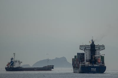 A container ship exits the Bosphorus Strait to the Marmara Sea in Istanbul, Turkey. Getty Images