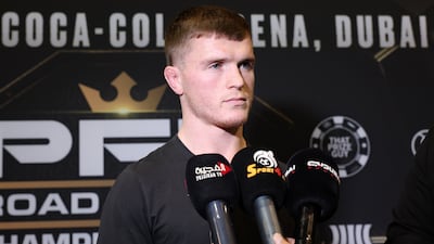 Paul Hughes speaks to the media during a PFL press conference at NAS Sports Complex, Dubai. Chris Whiteoak / The National