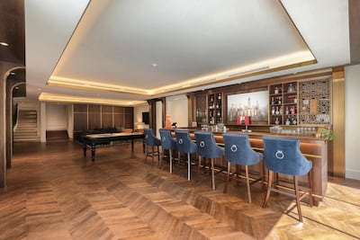 The entertainment room, located in the basement of the mansion. Courtesy Luxhabitat Sotheby's International Realty