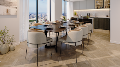 The dining area of the penthouse