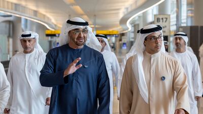 President Sheikh Mohamed and Sheikh Mansour bin Zayed, Vice President, Deputy Prime Minister and Minister of the Presidential Court, attend the homecoming reception. Photo: UAE Presidential Court