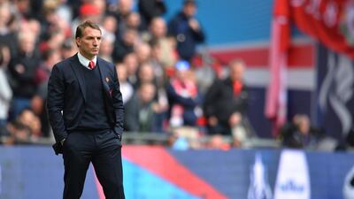 Brendan Rodgers shown during his stint as Liverpool manager last year. Glyn Kirk / AFP / April 19, 2015